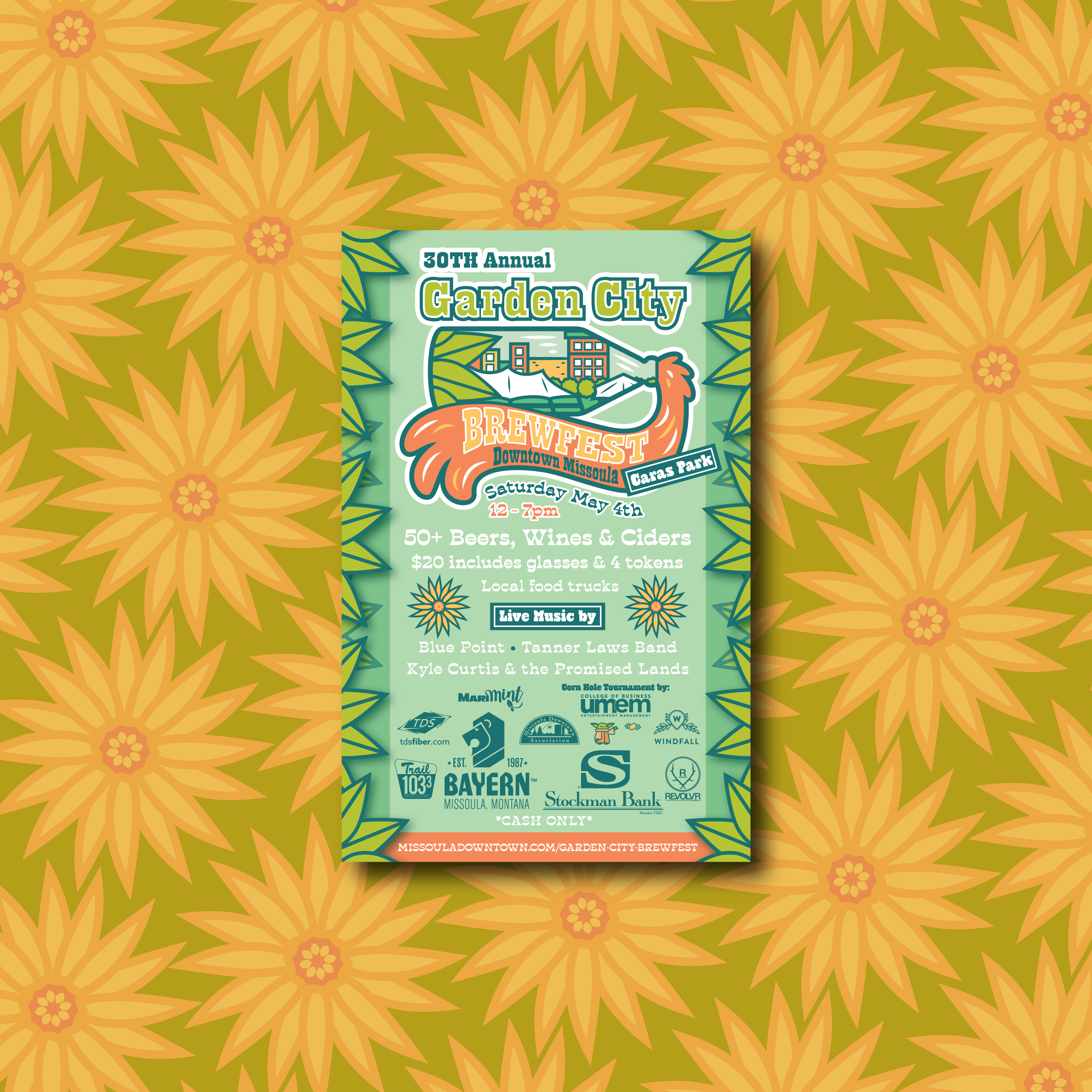 Garden City BrewFest 2024 Poster arrow leaf assets beer branding brew cartoon design festival garden geometric graphic design illustration minimalism montana nature poster spring vector