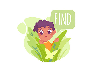 Find character children find flat illustration