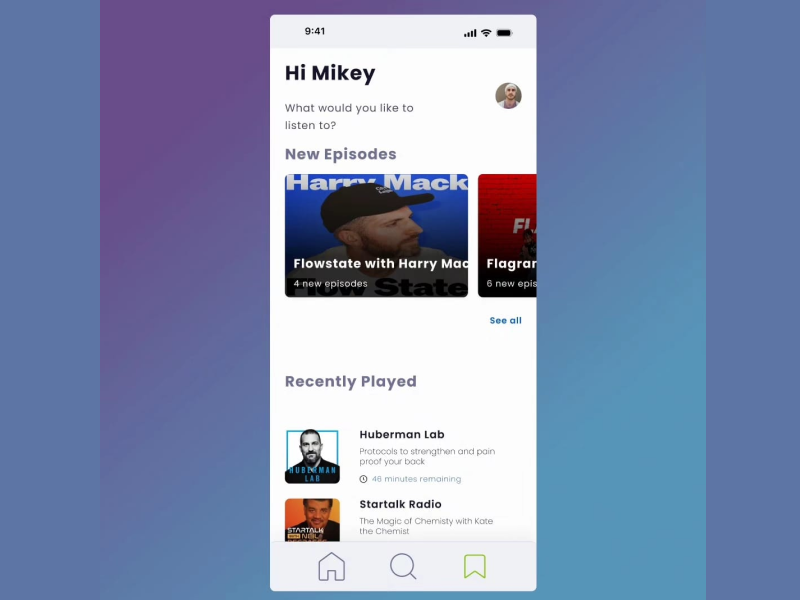 Example of UI Design Concept- Podcast App
