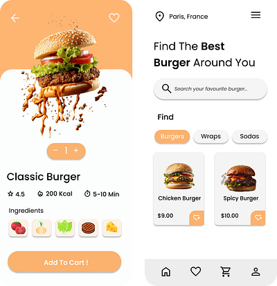 Burger App UI Design app design ux ui