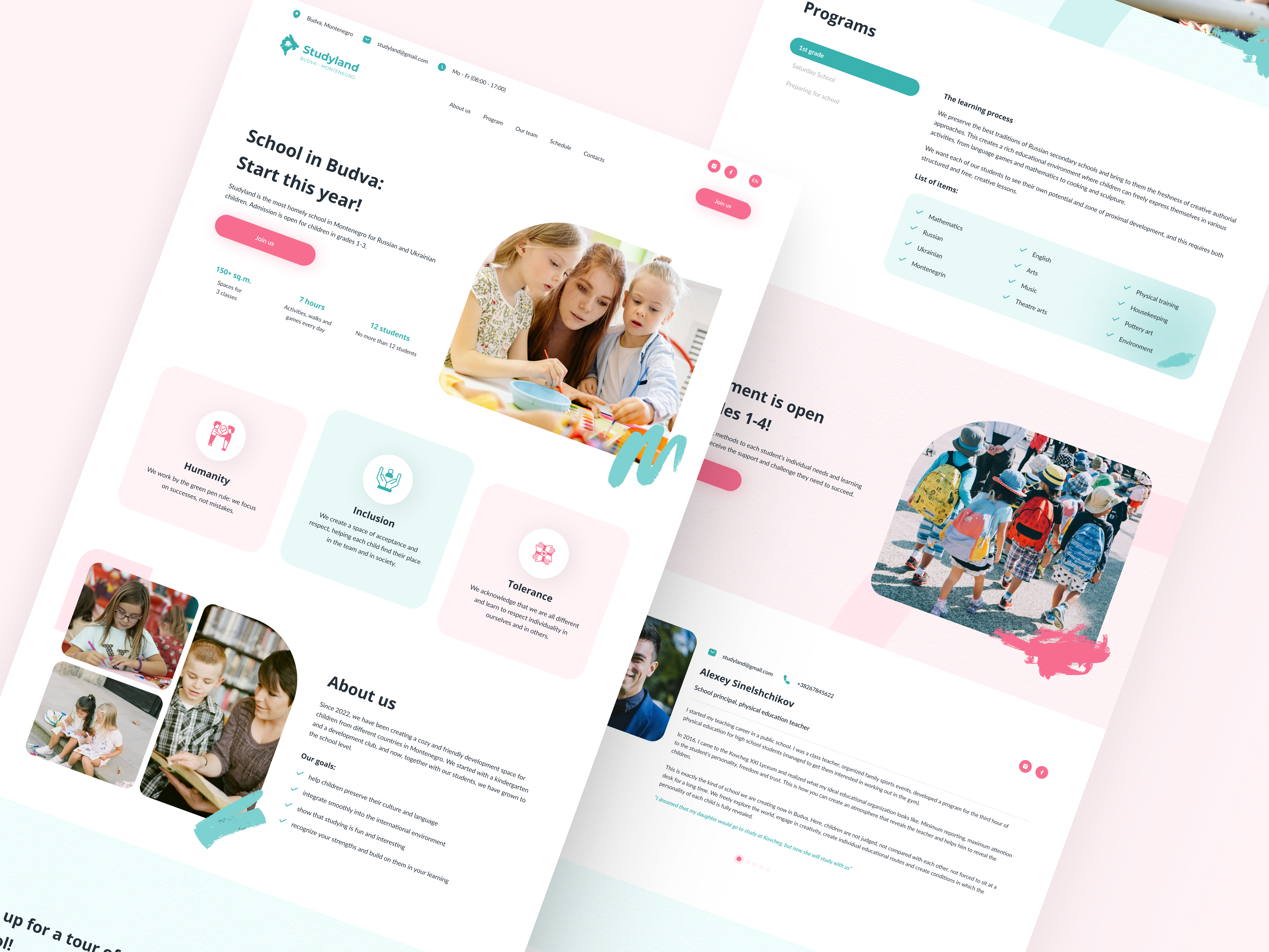 Landing Page for an Elementary School in Budva, Montenegro branding education elementary school landing page logo ui ux web design
