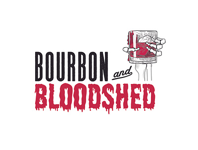 Bourbon & Bloodshed badge books bourbon branding business card creepy design goth graphic design horror illustration logo podcast spooky vector