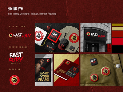 Boxing Gym Brand Identity boxing brand identity branding design edgy fitness graphic design gym logo design mma red and gold