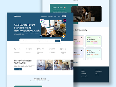 Job Search Website categories job freelance hero hero section job job search social proof success stories ui user interface website design