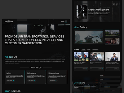 SkyAviation - Redesign and Enhancing Website for Online Booking aircraft booking dark design elegant figma futuristic helicopter indonesia online simple uiux uiuxdesign website