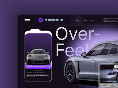 Porsche Website UI Reimagined 3d desktop design futuristic futuristic design futuristic ui futuristic ux design futuristic web design interactive web design purple design purple web design ui ui design ux ux design ux designer uxui web design