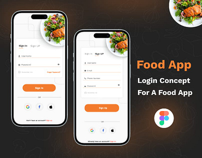 Food App - Login concept for a food App delivery figma food app instar mobile app ui ui design uiux web design