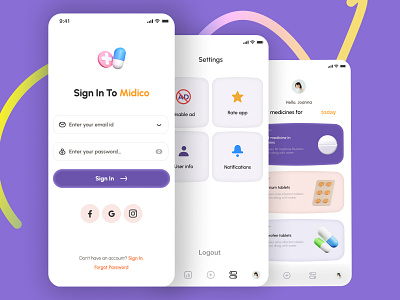 Pill Reminder Mobile App (Light Theme) 2024 alarm clean ui figma ios med medical app medicine reminder app minimal ui mobile mobile ui modern ui neelpari pill pill reminder app reminder app saloni ui ux white ui