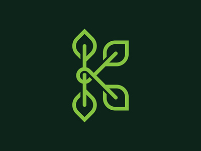 Elegant K Leaf Logo alphabet brand and identity cosmetic eco green initial k landscape leaf leaves letter logo mark medical minimilist monogram nature organic plant premade logos