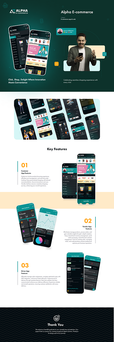 Alpha E-commerce app Presentation app design minimal typography ui