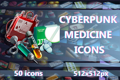 Free Cyberpunk Medicine Icons 2d art asset assets cyberpunk elements game game assets gamedev icon icone icons illustration indie indie game medical medicine pack set ui