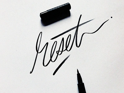 reset calligraphy custom design flow handlettering identity lettering logo meditation process reset script signature sketching solid type unique zen