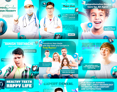 Modern Dental Social Media Poster Designs! dental service posters