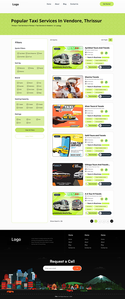 Listing Page for Taxi Services appdesign creativedesign dashboarddesign designsystem digitaldesign interfacedesign listingui productlisting responsivedesign uicomponent uiinspiration uiux userexperience webdesign webui