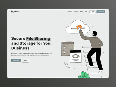 File Sharing and Storage app Landing Page UI UX Web design basic clean design file sharing framer hero section illustration landing page minimal product design responsive design storage business ui ui ux ui ux design ux web design web shot webflow