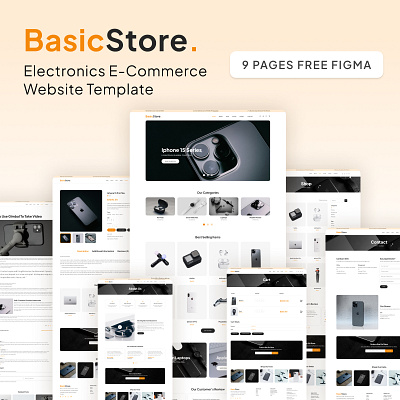 BasicStore – Electronics E-commerce Free Figma Website Template design design inspiration ecommerce store ecommerce web design ecommerce website electronic store free figma template free website template freebies gadgets minimal phone phone website store website design ui ui design web design webdesign website design website template