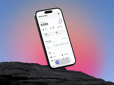 Fitness App UI 3d mockup app design app ui calories clean design fitness fitness app fitness mockup fitness tracking gym app health app minimal mobile app ui mobile ui track health ui design user exprerience user interface