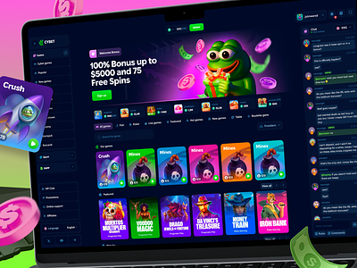 PEPE Cybet betting design casino banner casino home page casino interface casino online casino platform casino ui ux casino ux casino wheel crash game dapp online slot originals pepe probably fair referral slot ui casino web design web3 casino