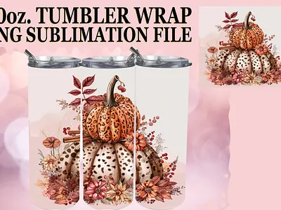 20oz Tumbler Wrap Sublimation Watercolor Pumpkin Art 3d animation graphic design logo motion graphics ui