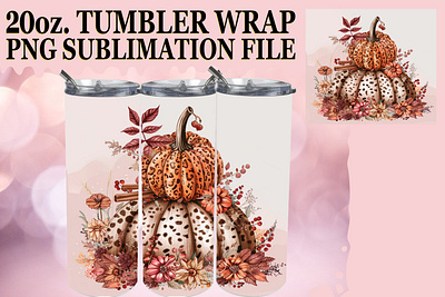 20oz Tumbler Wrap Sublimation Watercolor Pumpkin Art 3d animation graphic design logo motion graphics ui