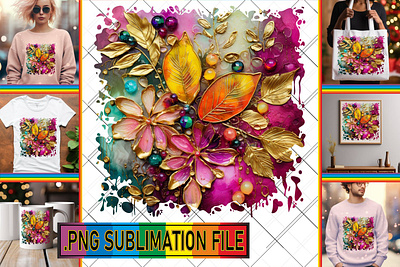 3D Leaf Dripping Print Pattern PNG 3d animation graphic design logo motion graphics ui