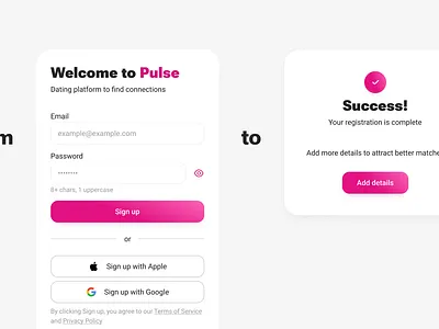 Multi-Step Sign Up Popup Form for a Dating Website Concept dating form log in pink sign in sign up ui uiux ux web web design