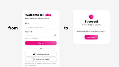 Multi-Step Sign Up Popup Form for a Dating Website Concept dating form log in pink sign in sign up ui uiux ux web web design