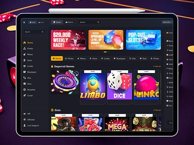 Casino Homepage casino casino app casino dashboard design casino design casino gambling casino game casino home page casino landing page casino mobile app casino online casino website casino website design crypto casino ecommerce figma online casino play to earn rewards casino ui ux casino vector