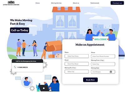 LETGO Movers: Simplifying Moving Services with Seamless Booking" appointment booking design figma landing movers packer page prototyper ui ui ux ux