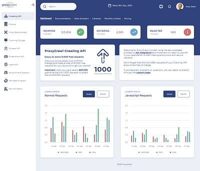 ProxyCrawl is all about data freedom dashboard dashboard design graphic design ui user interface ux web design website