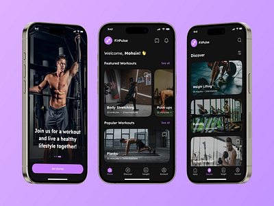 Fitness App Design app design appdesign design figma design fitness app design fitnessgoals gym app healthappdesign healthtech mobile app design modern design sleek design ui ui design uiux user experience user interface workout app workouttracking