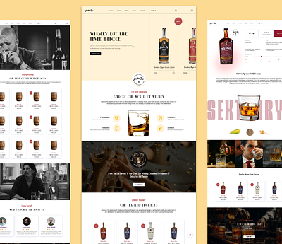 Whiskey brand site application design branding design figma graphic design illustration landing page prototyping responsive design software design ui