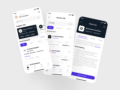 Job Finder App UI Kit appdesign findjob jobfinder jobfinderapp jobseeker mobiledesign portaljob uidesign uiux