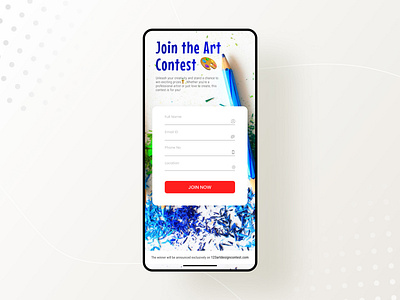 Contest Registration app daily form form page ui design