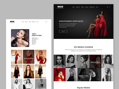 Modelling agency website 3d animation application design branding design figma graphic design illustration motion graphics prototyping responsive design software design ui