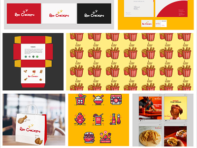 Brand Book Design - Red Chicken brand book brandguidelines fastfoodbranding fooddesign graphicdesign logodesign packagingdesign pattern stationery design typography