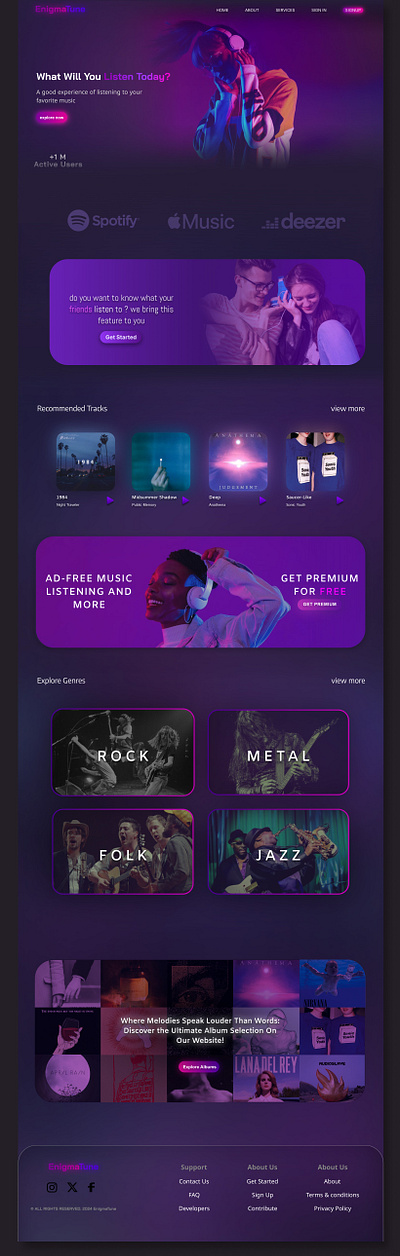 EnigmaTune desktop music ui website