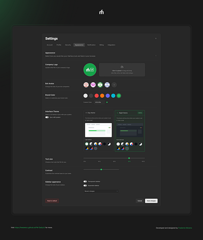 FM Daily UI • Day 07 appearance settings daily ui fmui settings ui ux web design