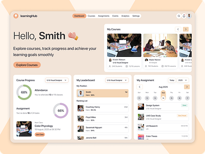 LearningHub - EdTech Dashboard & Mobile App Design app design clean design educational tools modern ui