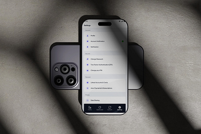 Financial Settings appdesign financialapp privacysettings securitydesign settingspage ui uidesign userexperience ux