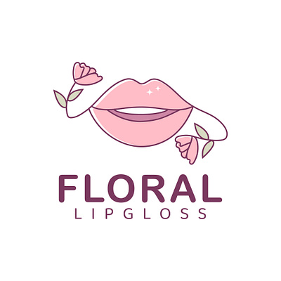 floral lip logo abstract cartoon cosmetic doodle floral graphic design illustration lip logo make up retro vector