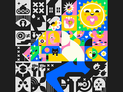 Protect The Future abstract artist background bomb creativity design equality figma flat geometric art geometry illustration minimal pattern peace shapes skull stop war vivid war