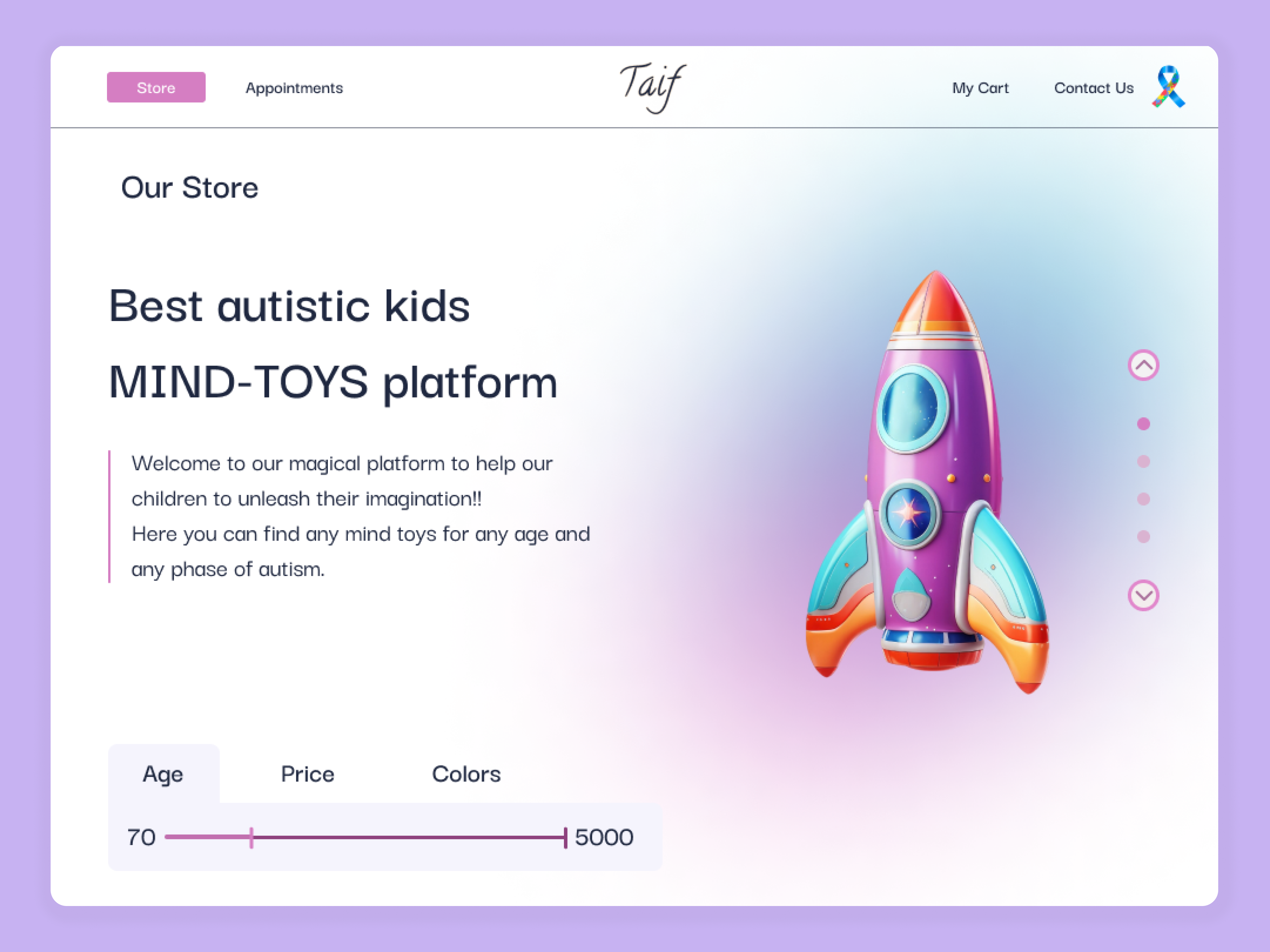 Taif Project children design ecommerce store toys ui ux