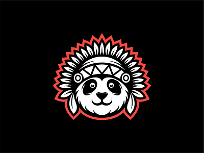 Tribal Panda Head Logo logo