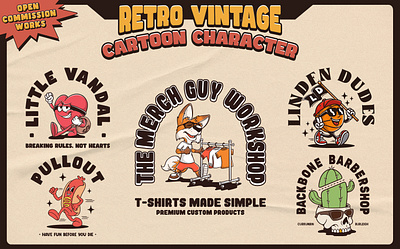 Retro Vintage Cartoon Character Logo Design brand design brand identity branding cartoon character cartoon logo character design custom logo food product logo graphic design illustration logo mascot logo retro logo sports team logo tshirt design vector vintage logo