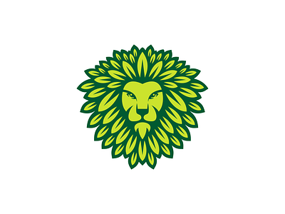 Lion Head Leaves Logo logo