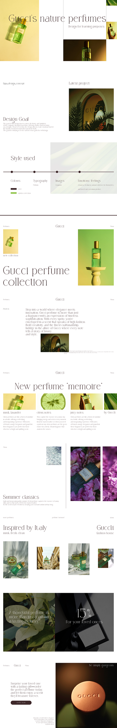 Landing for perfume aesthetics design figma landing perfume webdesign