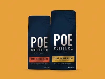 POE Coffee Co 3d bag blender brand branding coffee cold brew graphic design logo packaging poe shop