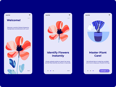 Onboarding Visual UI figma floral mobile app onboarding screens ui uiux design