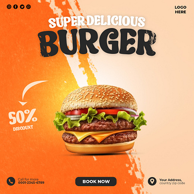 BURGER POST ai branding burger burger post design food food post graphic design illustration logo photoshop pjotoshop cc post post design social media post typography ui ux vector